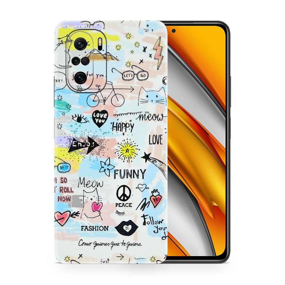 Poco f3 doodles 3d skin wrapitskin