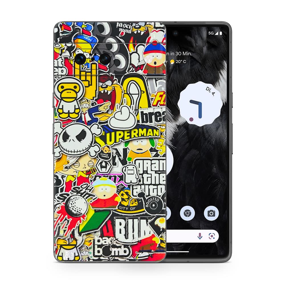 Pixel 7 sticker bomb 3d skin wrapitskin