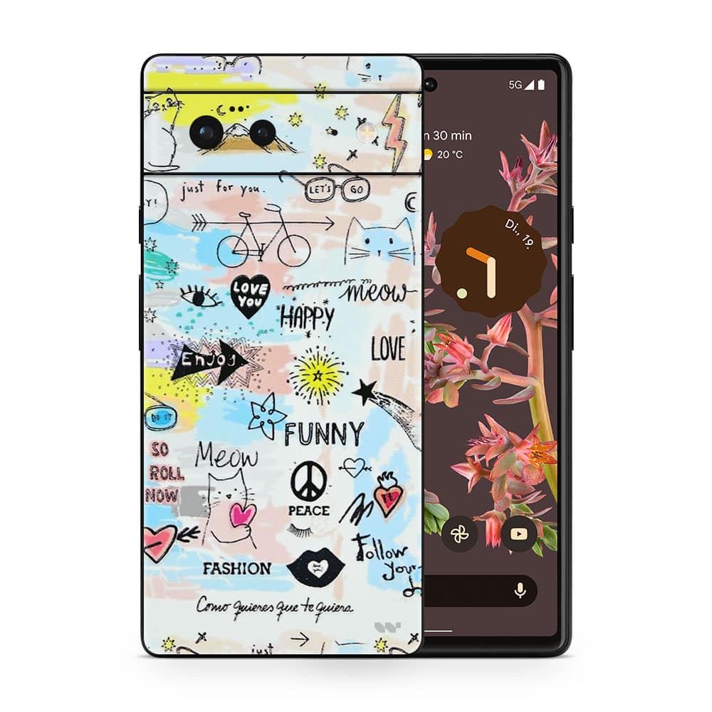 Pixel 6 doodles 3d skin wrapitskin