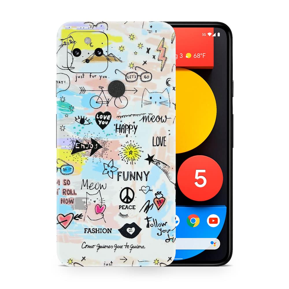 Pixel 5 doodles 3d skin wrapitskin