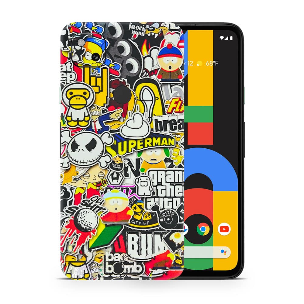 Pixel 4a sticker bomb 3d skin wrapitskin