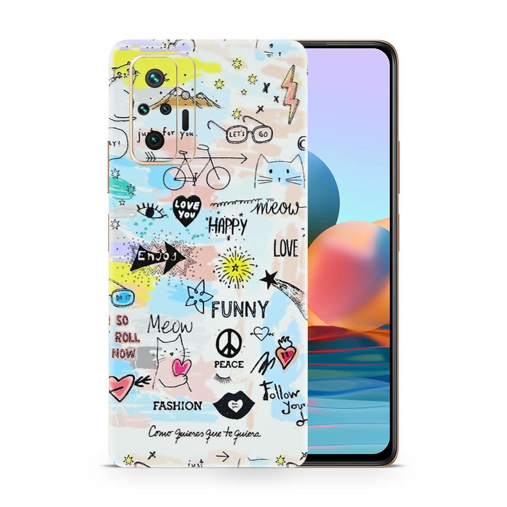Redmi note 10 pro doodles 3d skin wrapitskin