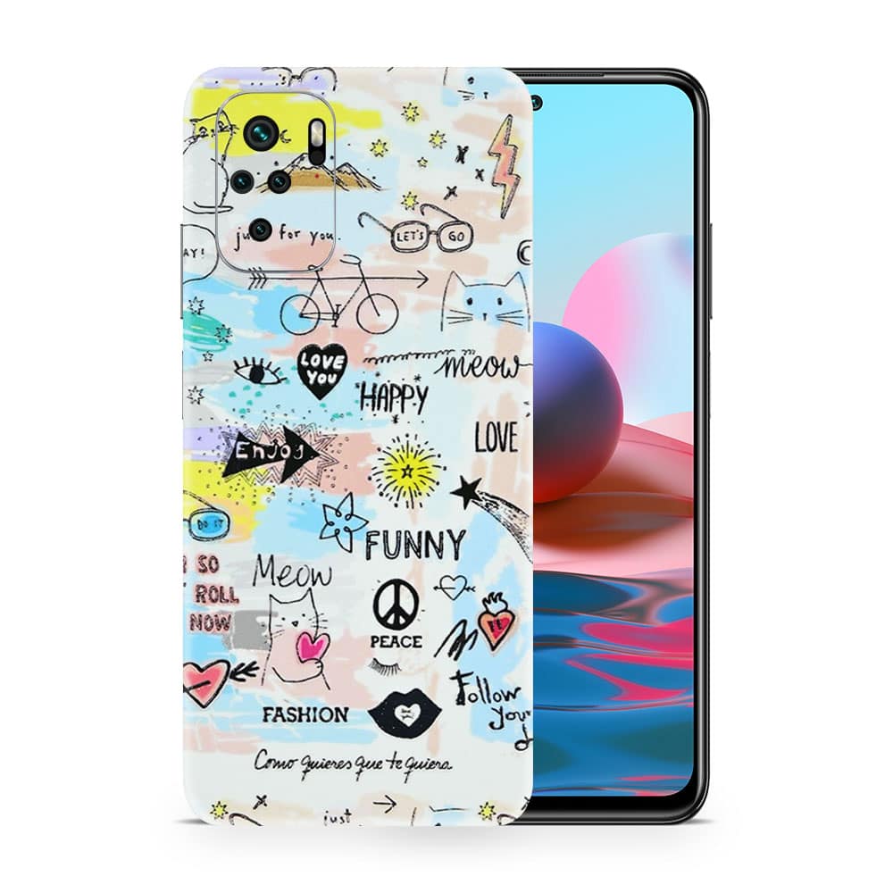 Redmi note 10 doodles 3d skin wrapitskin