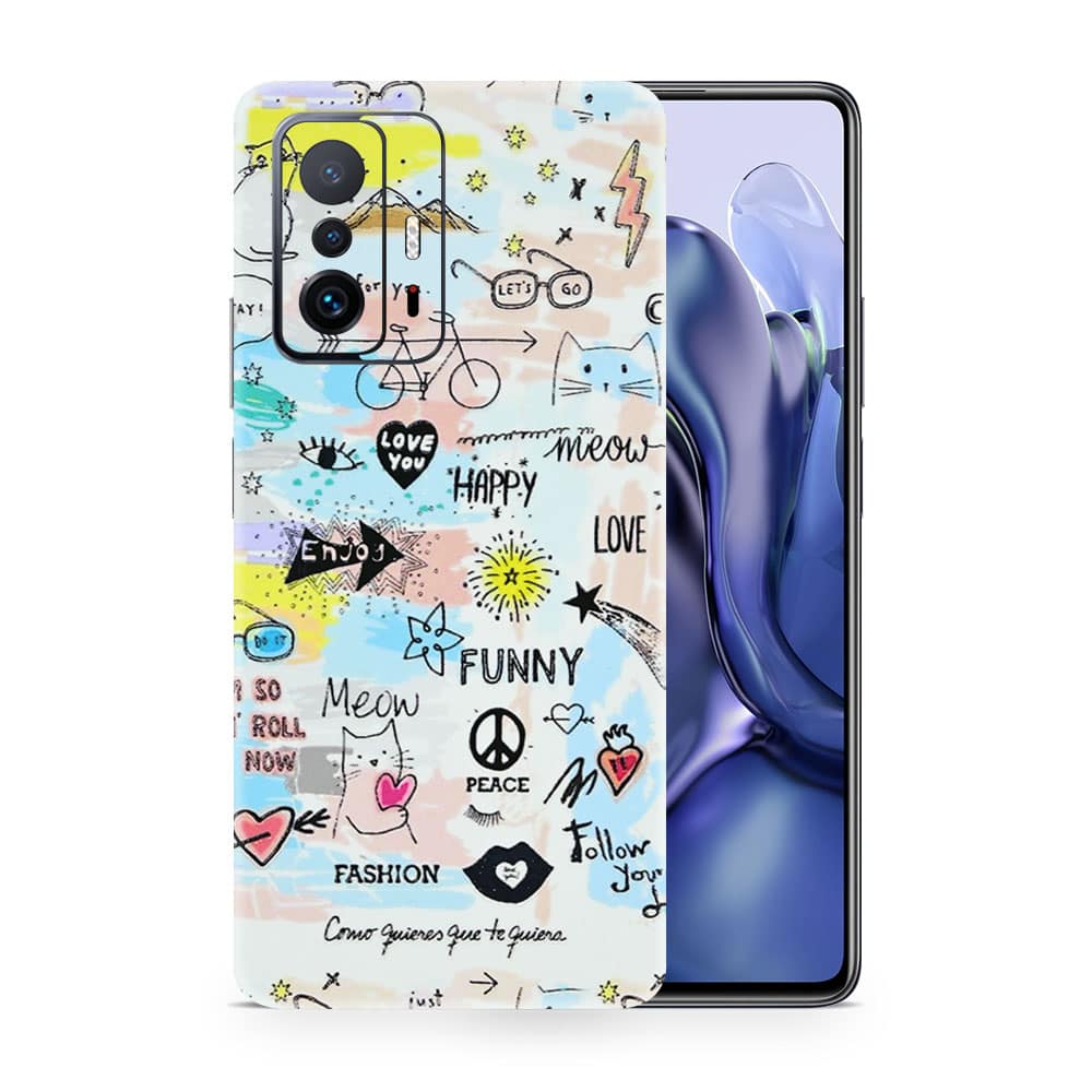 Xiaomi 11t pro doodles 3d skin wrapitskin