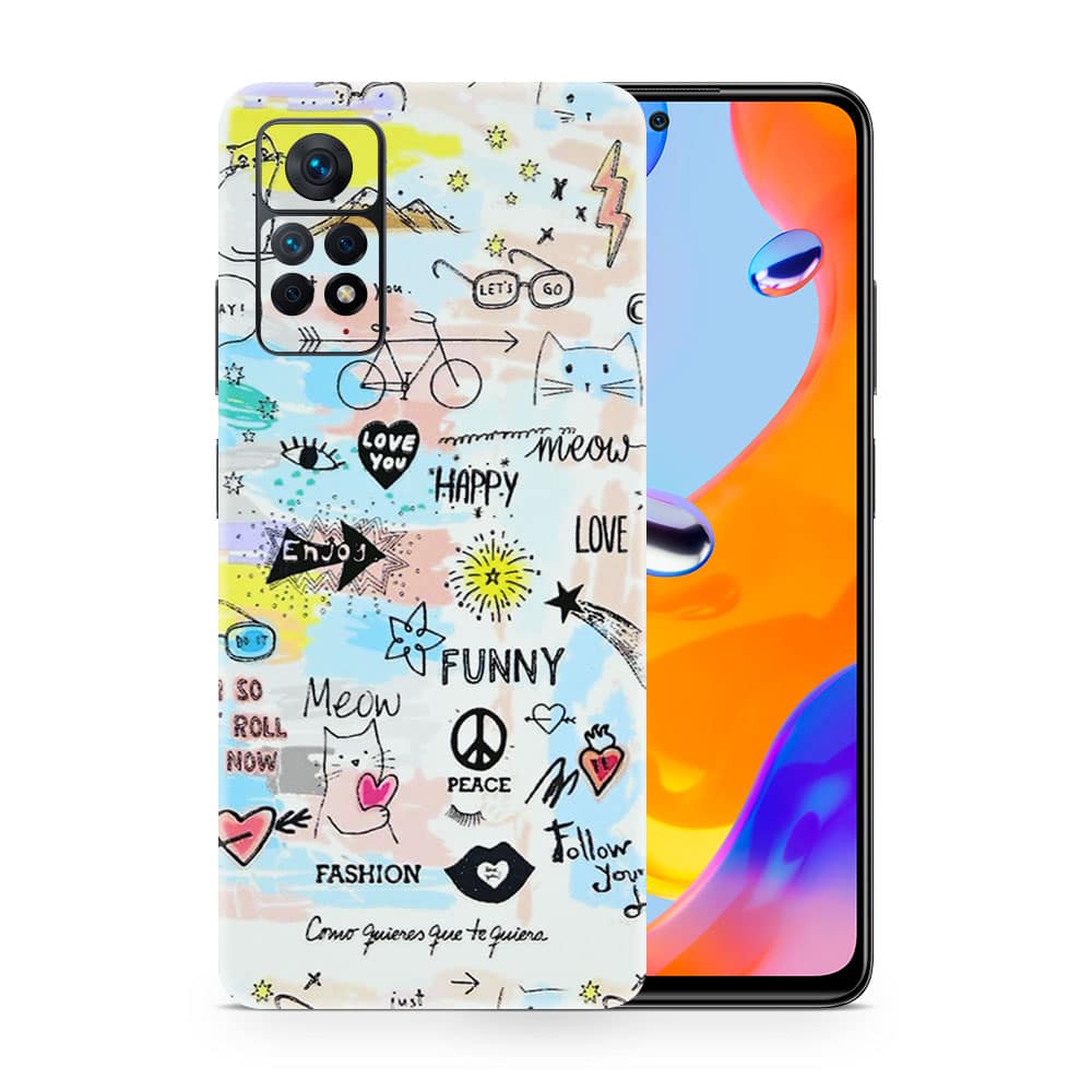 Redmi note 11 pro doodles 3d skin wrapitskin