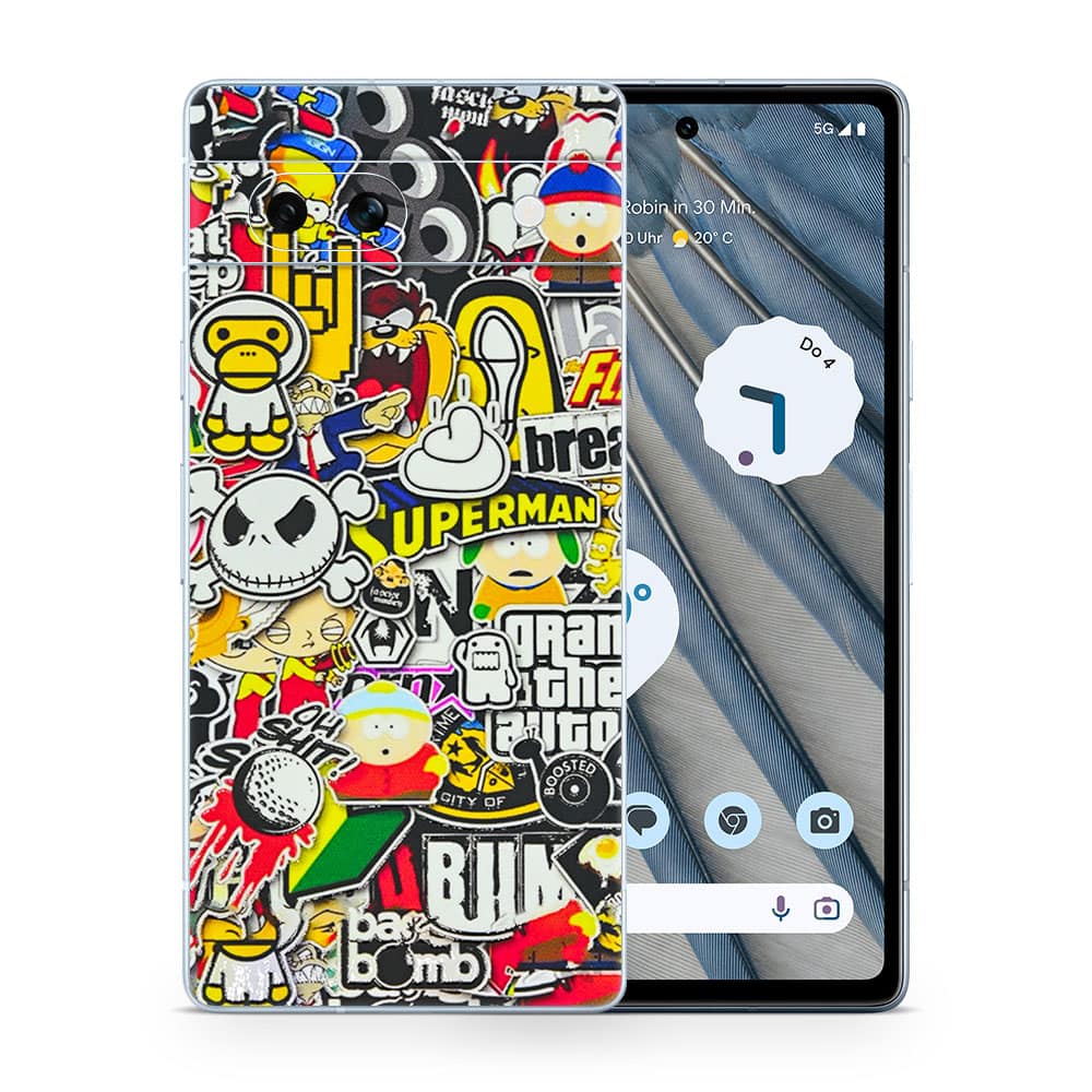 Pixel 7a sticker bomb 3d skin wrapitskin