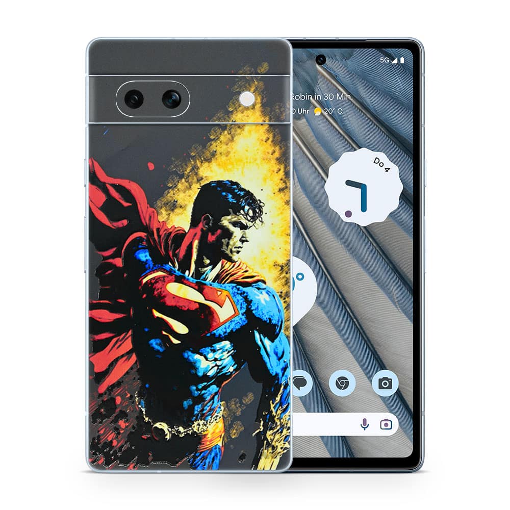Pixel 7a superman comic 3d skin wrapitskin