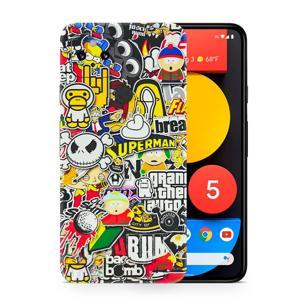 Pixel 5 sticker bomb 3d skin wrapitskin