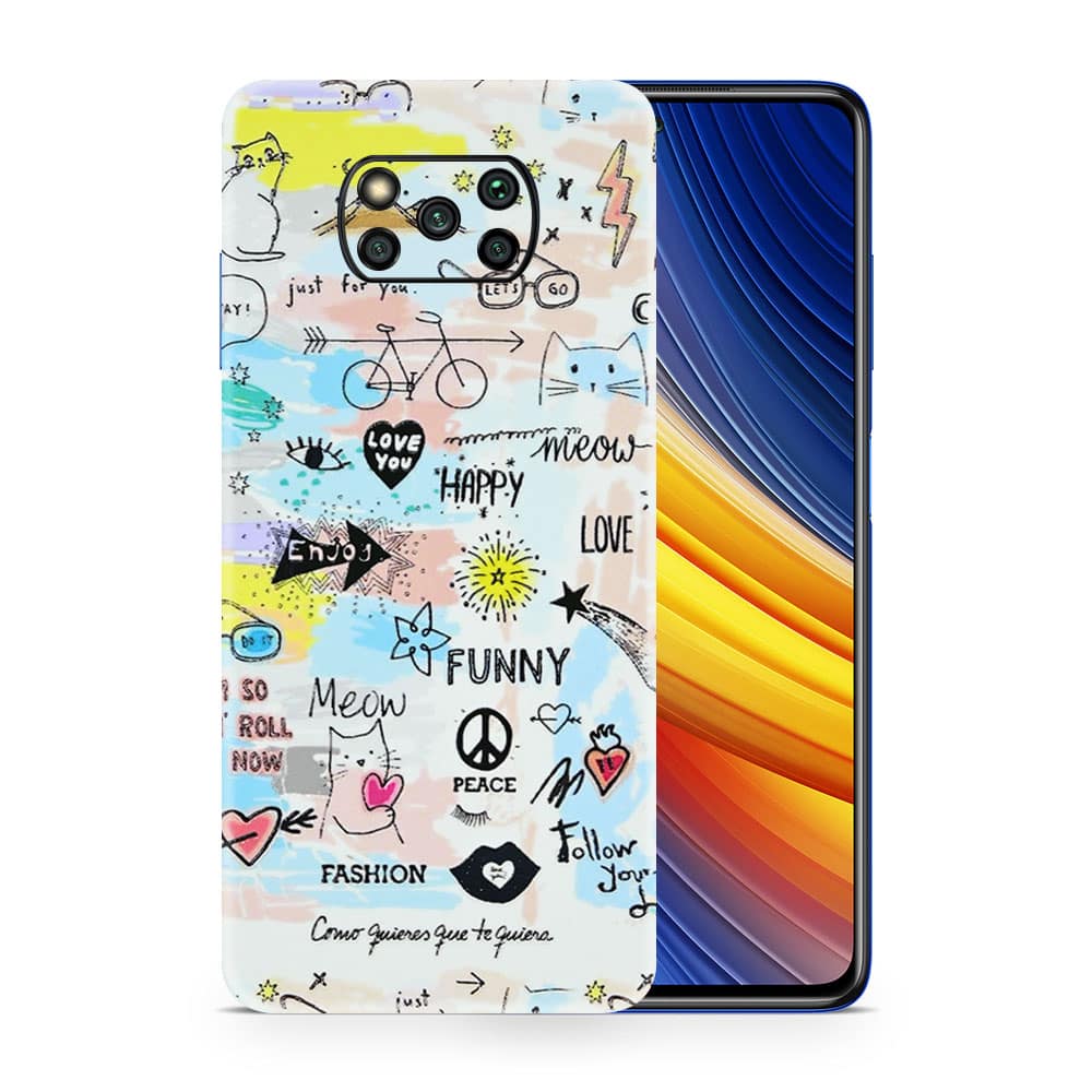 Poco x3 pro doodles 3d skin wrapitskin