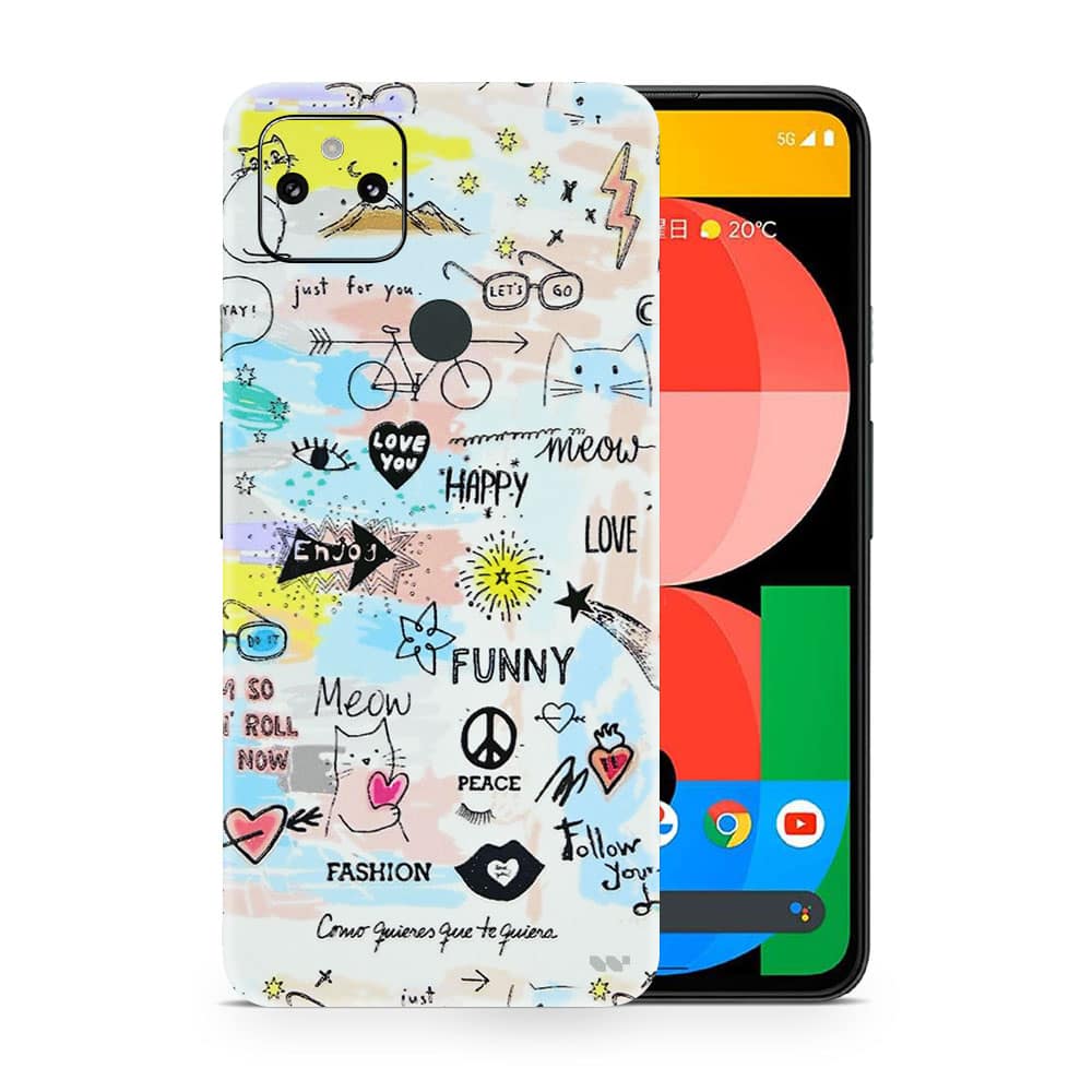 Pixel 5a 5g doodles 3d skin wrapitskin