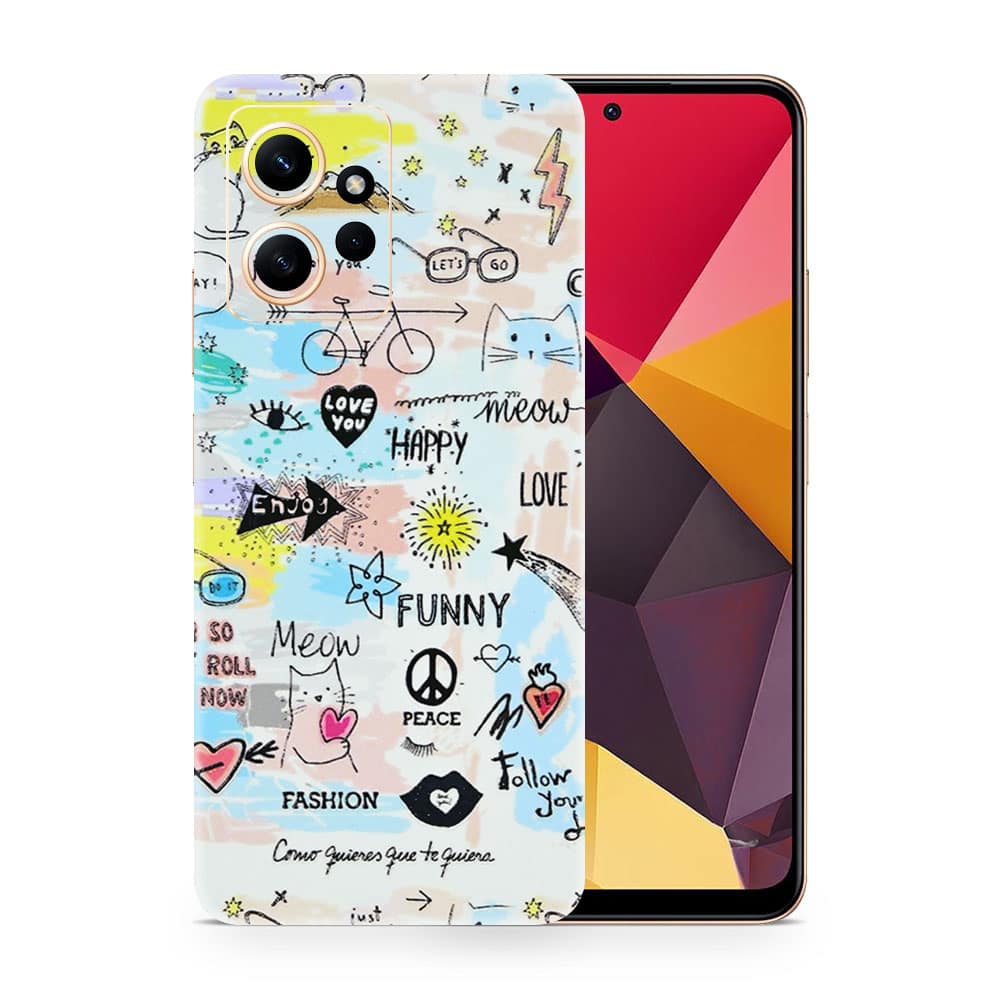 Redmi note 12 4g doodles 3d skin wrapitskin