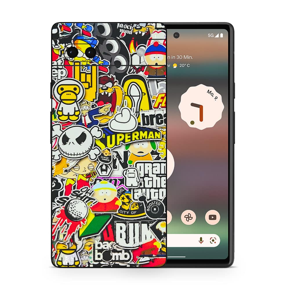 Pixel 6a sticker bomb 3d skin wrapitskin