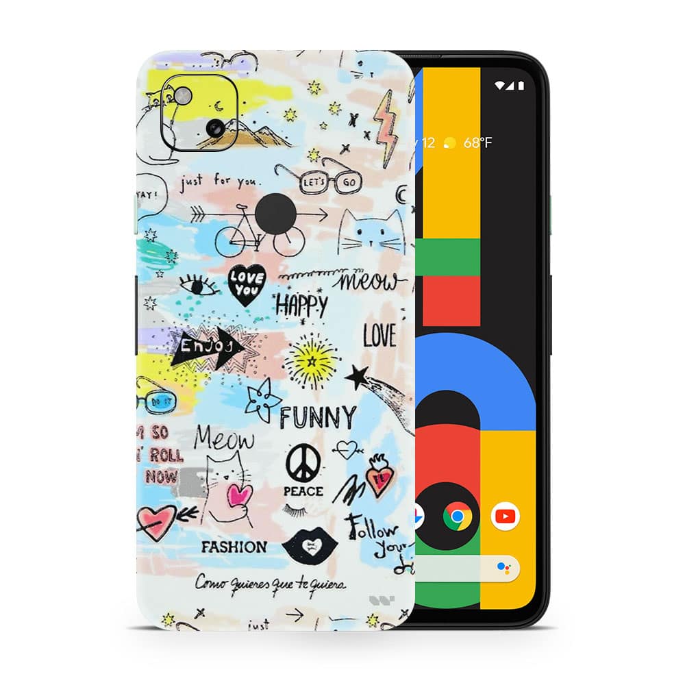 Pixel 4a doodles 3d skin wrapitskin