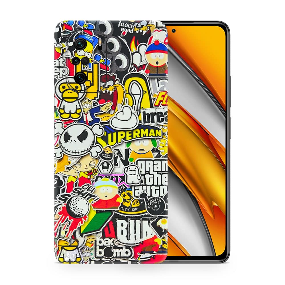 Poco f3 sticker bomb 3d skin wrapitskin