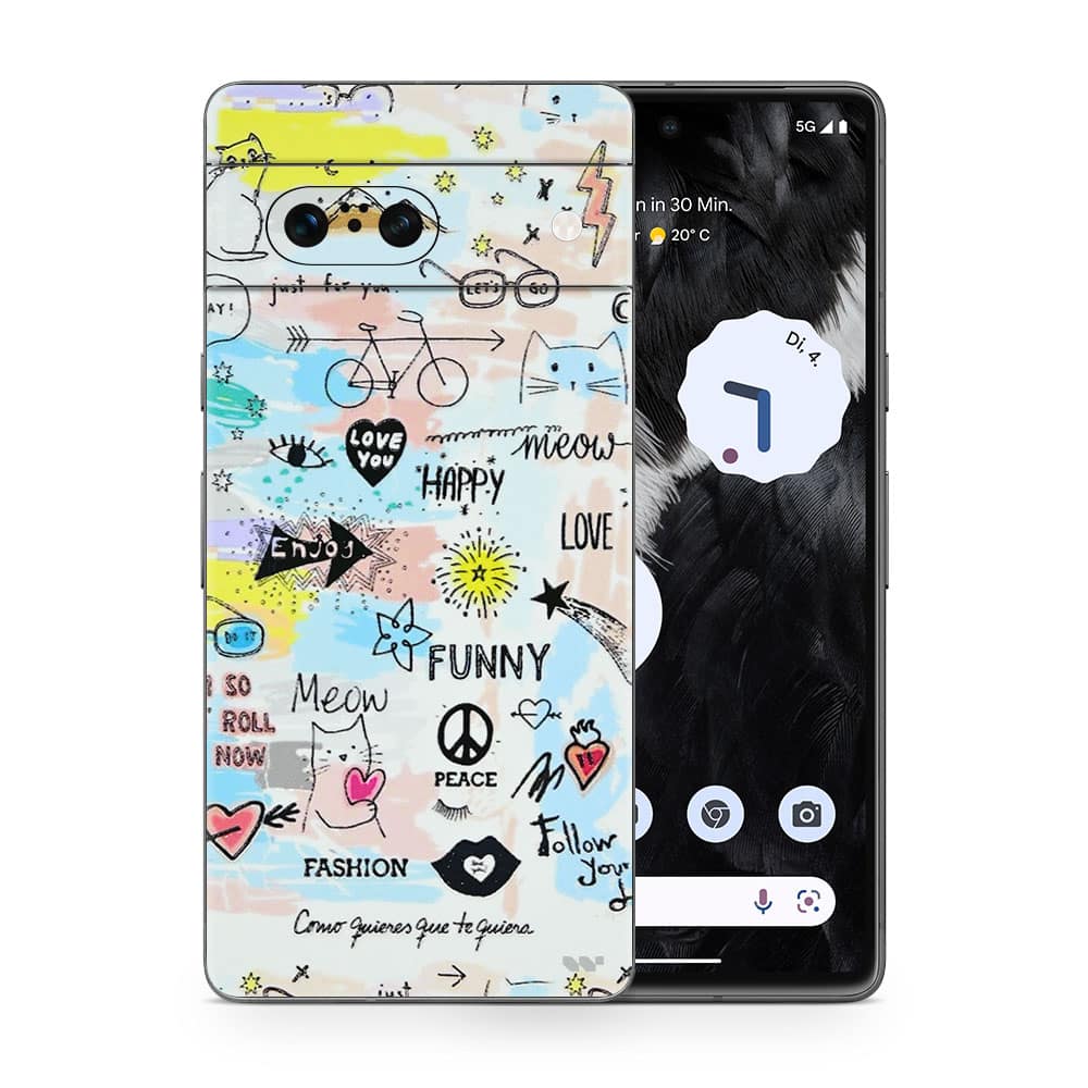 Pixel 7 doodles 3d skin wrapitskin
