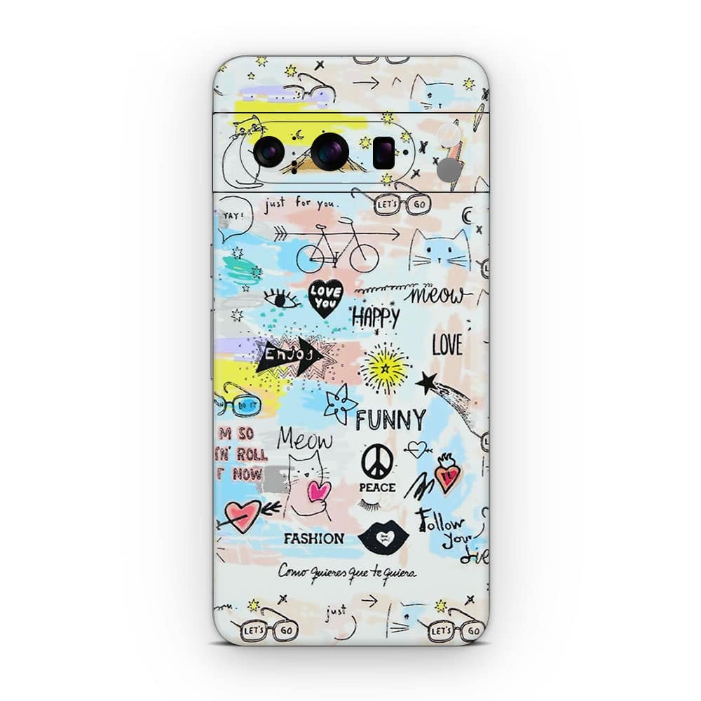Pixel 8 pro doodles 3d skin wrapitskin