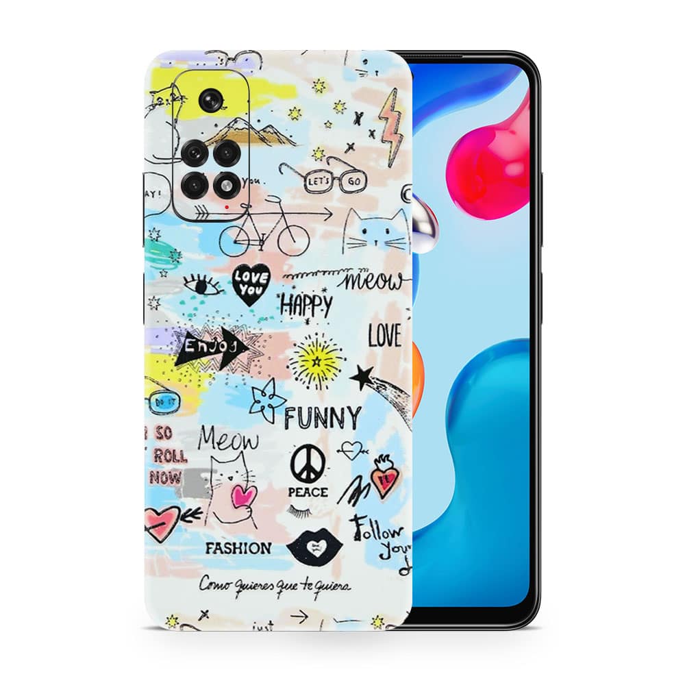 Redmi note 11 doodles 3d skin wrapitskin