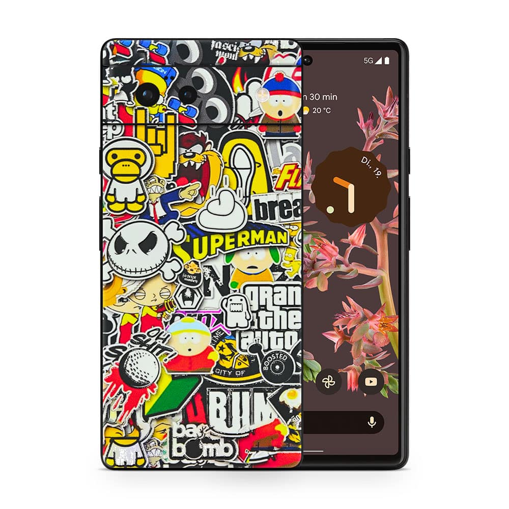Pixel 6 sticker bomb 3d skin wrapitskin