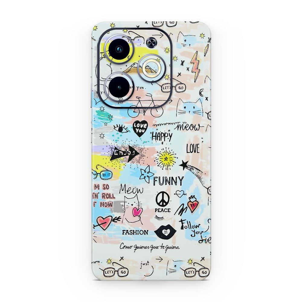 Infinix hot 40i doodles 3d skin wrapitskin
