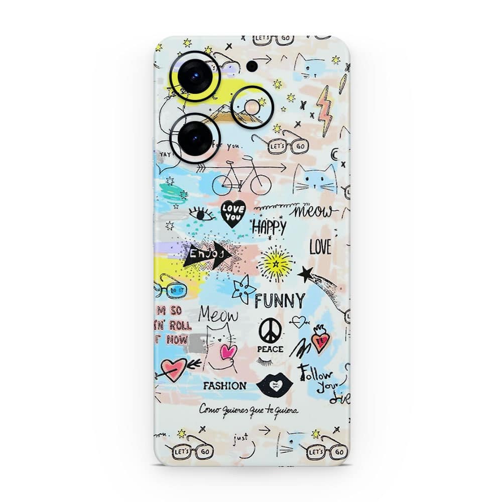 Tecno spark 10 pro doodles 3d skin wrapitskin
