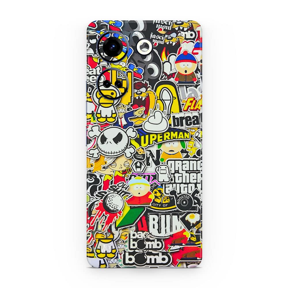 Tecno camon 20 sticker bomb 3d skin wrapitskin