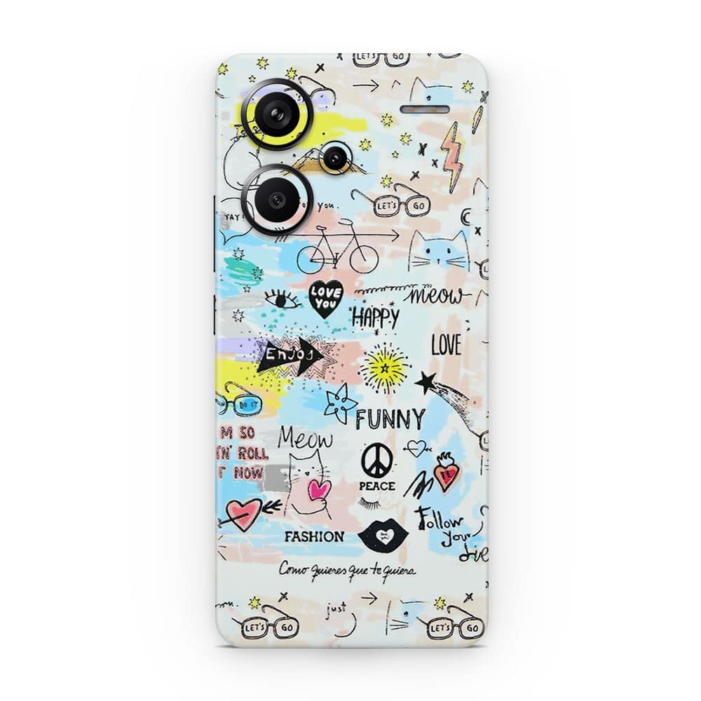 Redmi note 13 pro plus doodles 3d skin wrapitskin