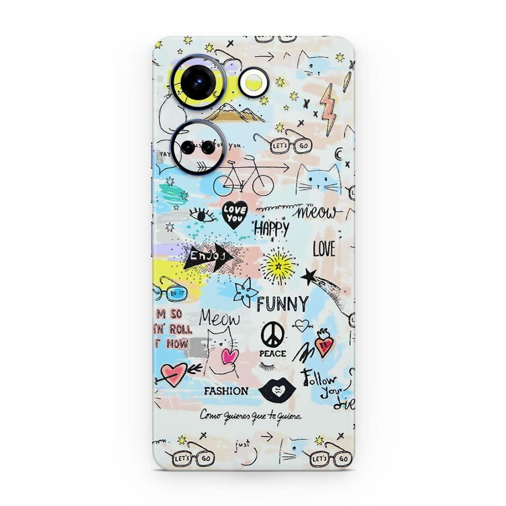 Tecno camon 20 doodles 3d skin wrapitskin