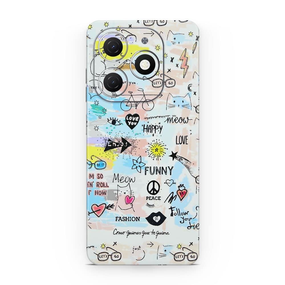 Tecno spark 20c doodles 3d skin wrapitskin
