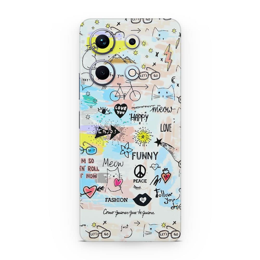 Infinix note 30 doodles 3d skin wrapitskin