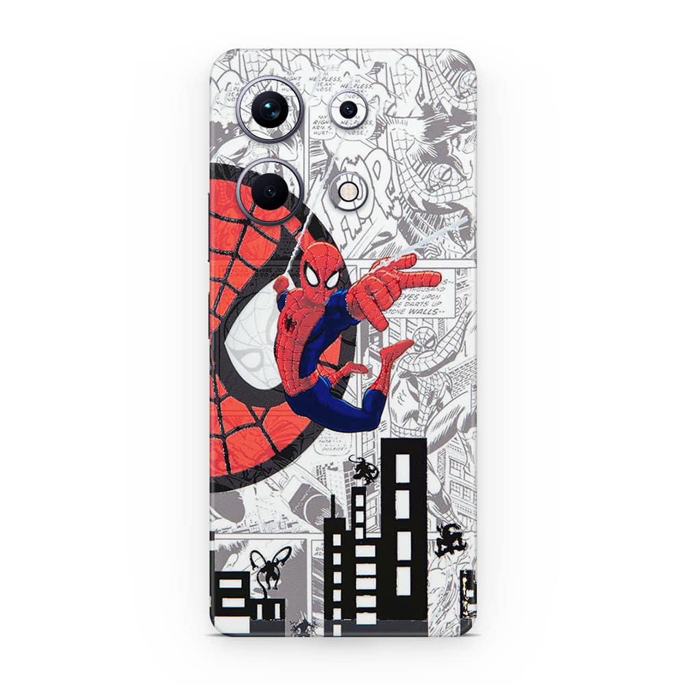Infinix note 30 spiderman comic 3d skin wrapitskin