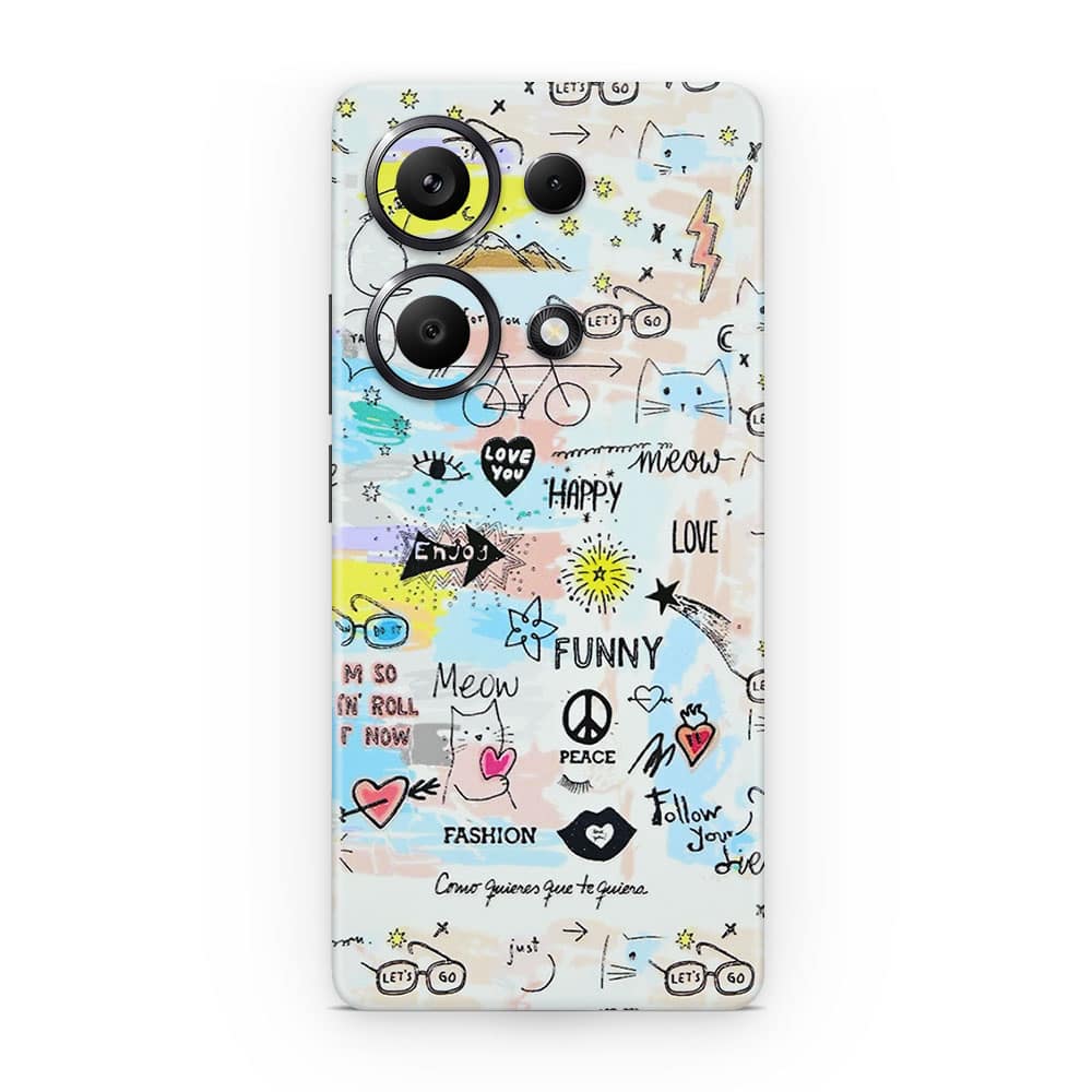 Redmi note 13 pro 4g doodles 3d skin wrapitskin