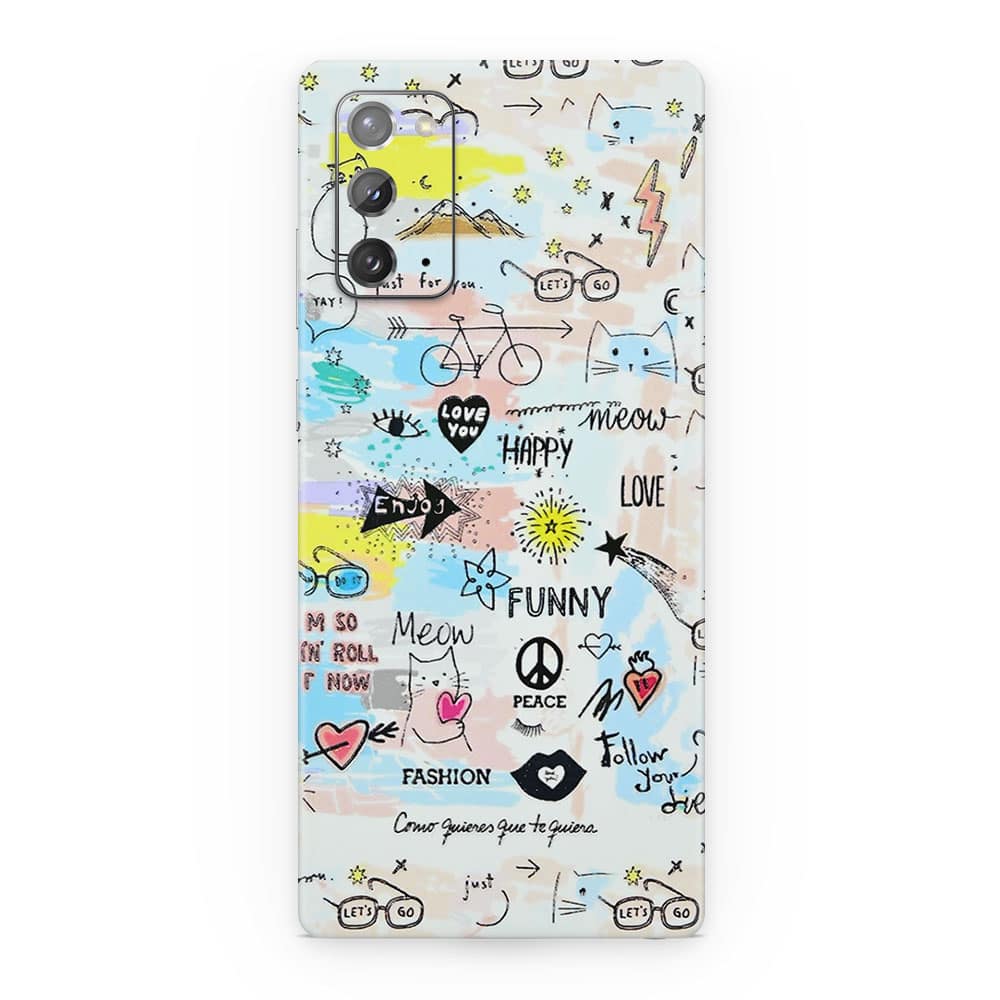 Galaxy note 20 doodles 3d skin wrapitskin
