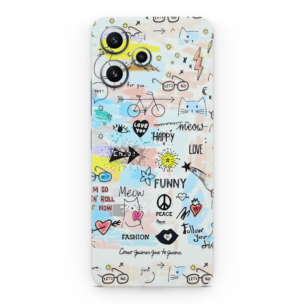 Redmi 12 4g doodles 3d skin wrapitskin