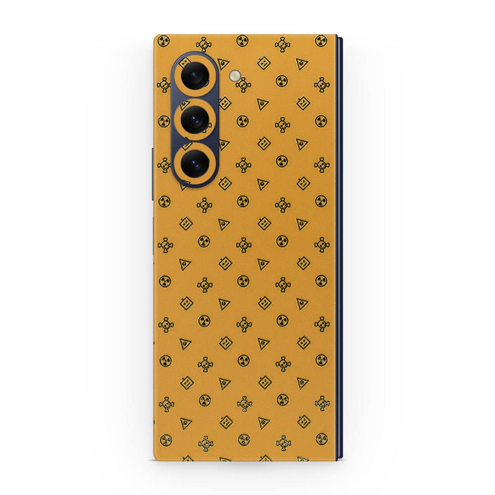 Galaxy z fold 6 yellow danger 3d skin wrapitskin