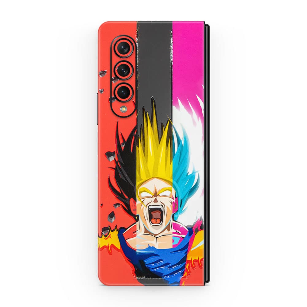 Galaxy z fold 3 angry goku 3d skin wrapitskin