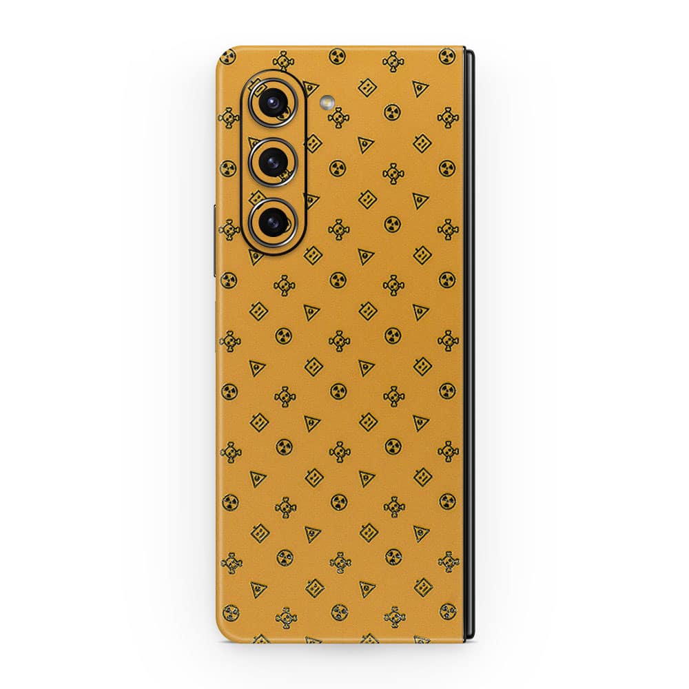 Galaxy z fold 5 yellow danger 3d skin wrapitskin