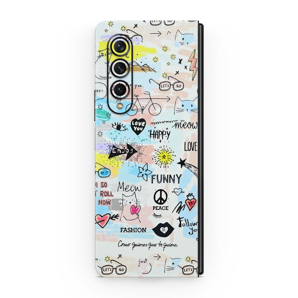 Galaxy z fold 3 doodles 3d skin wrapitskin