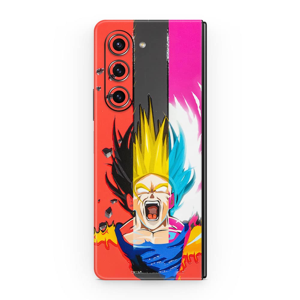 Galaxy z fold 5 angry goku 3d skin wrapitskin