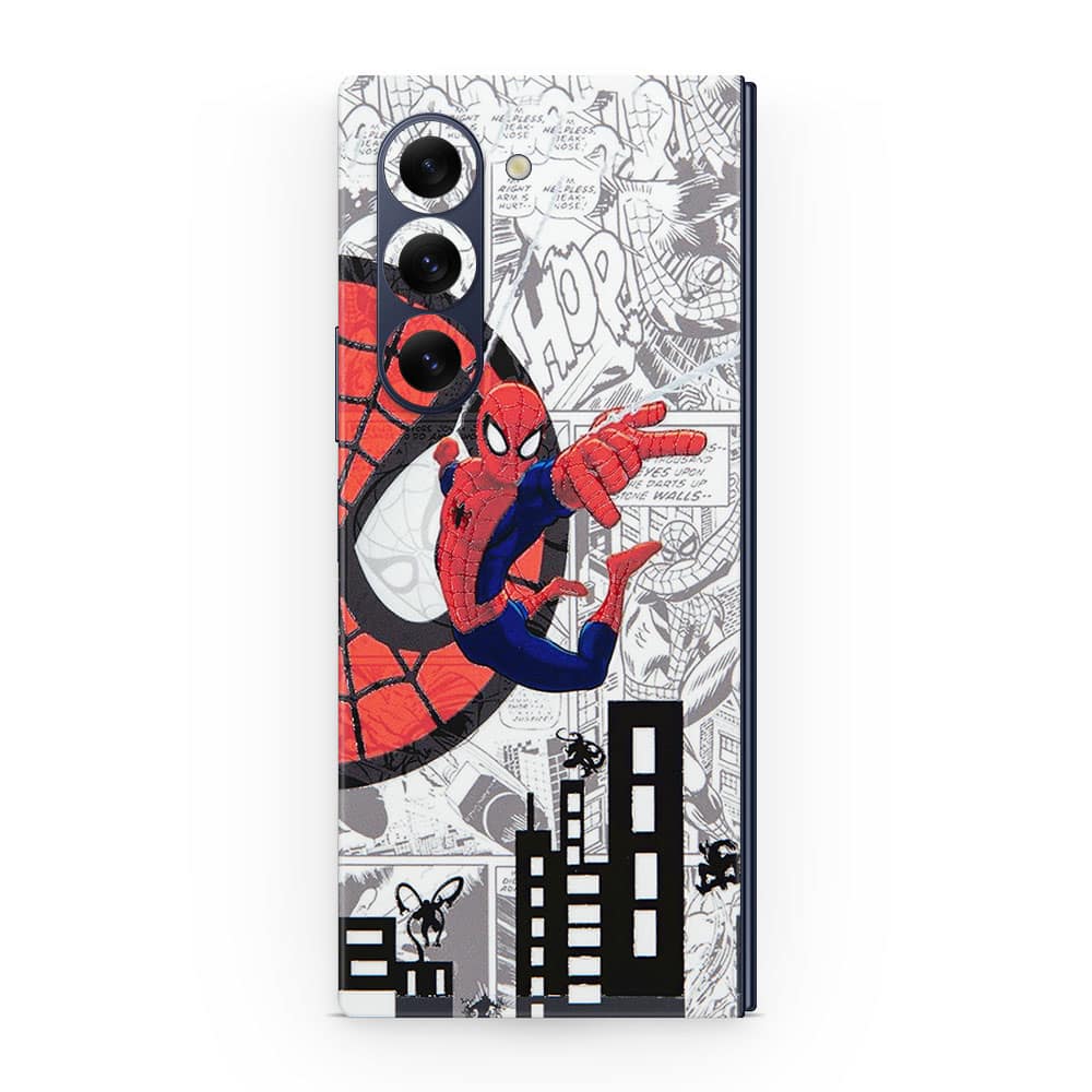 Galaxy z fold 6 spiderman comic 3d skin wrapitskin