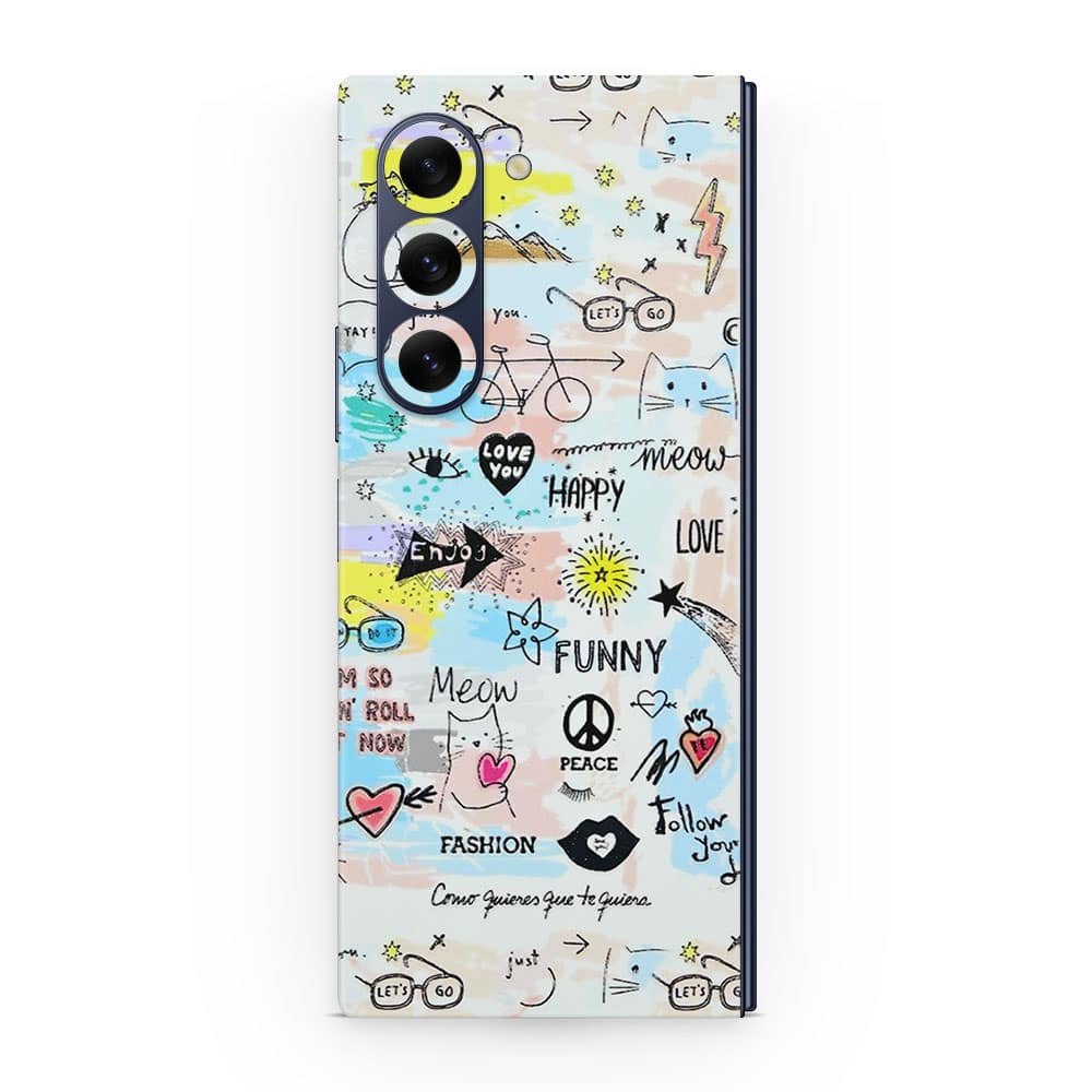 Galaxy z fold 6 doodles 3d skin wrapitskin