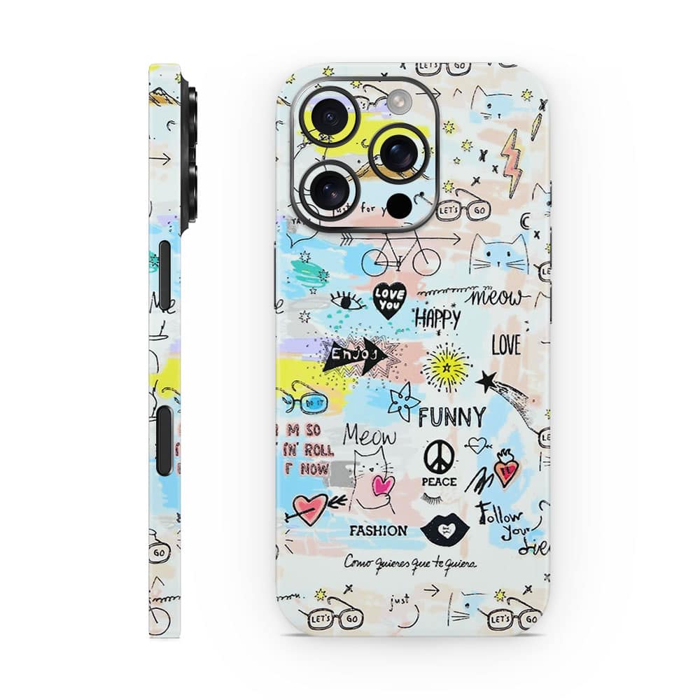 Iphone 16 pro doodles 3d skin wrapitskin