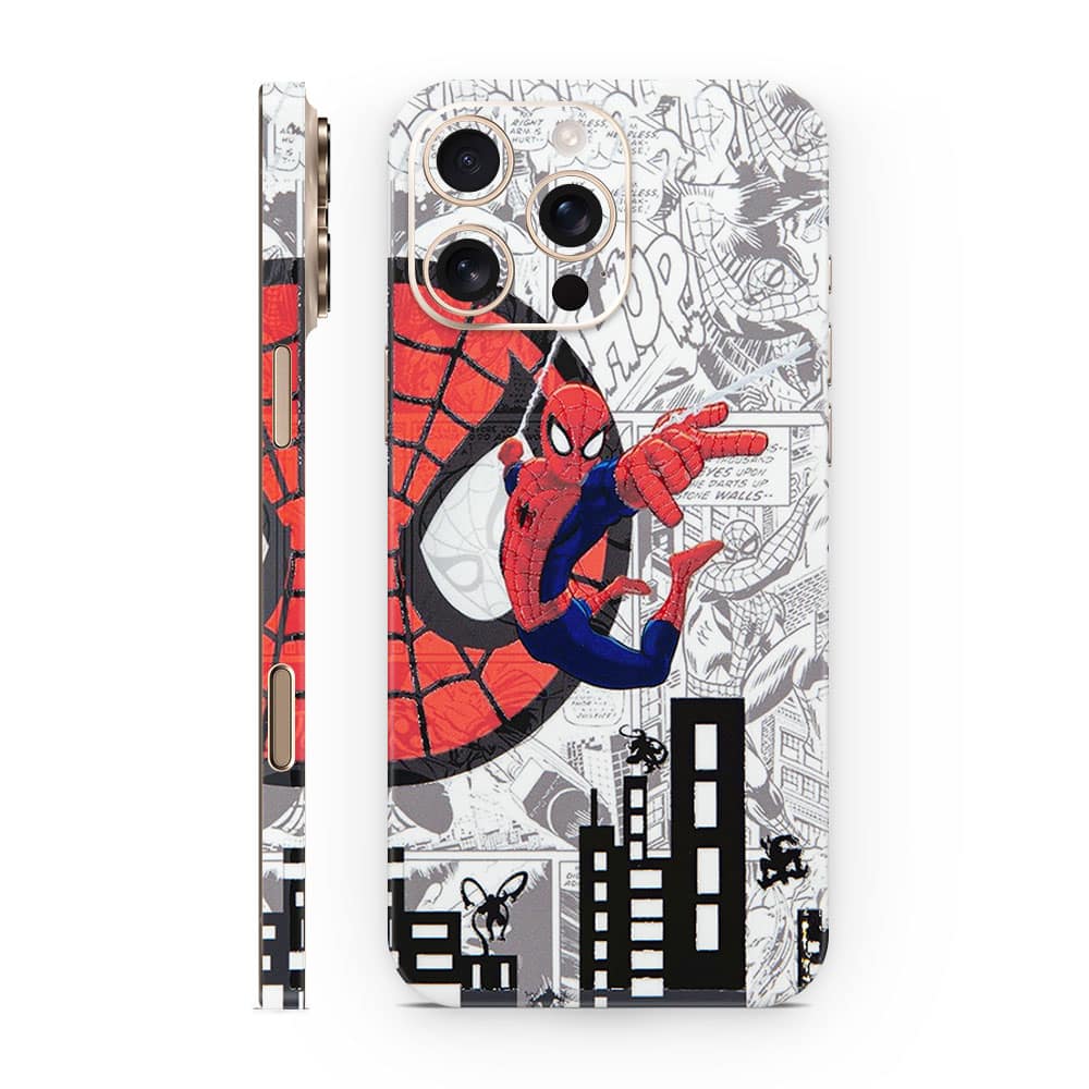 Iphone 16 pro max spiderman comic 3d skin wrapitskin