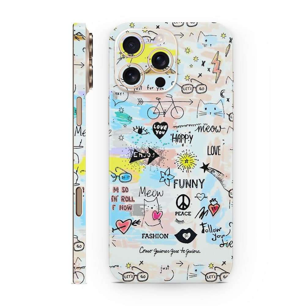 Iphone 16 pro max doodles 3d skin wrapitskin