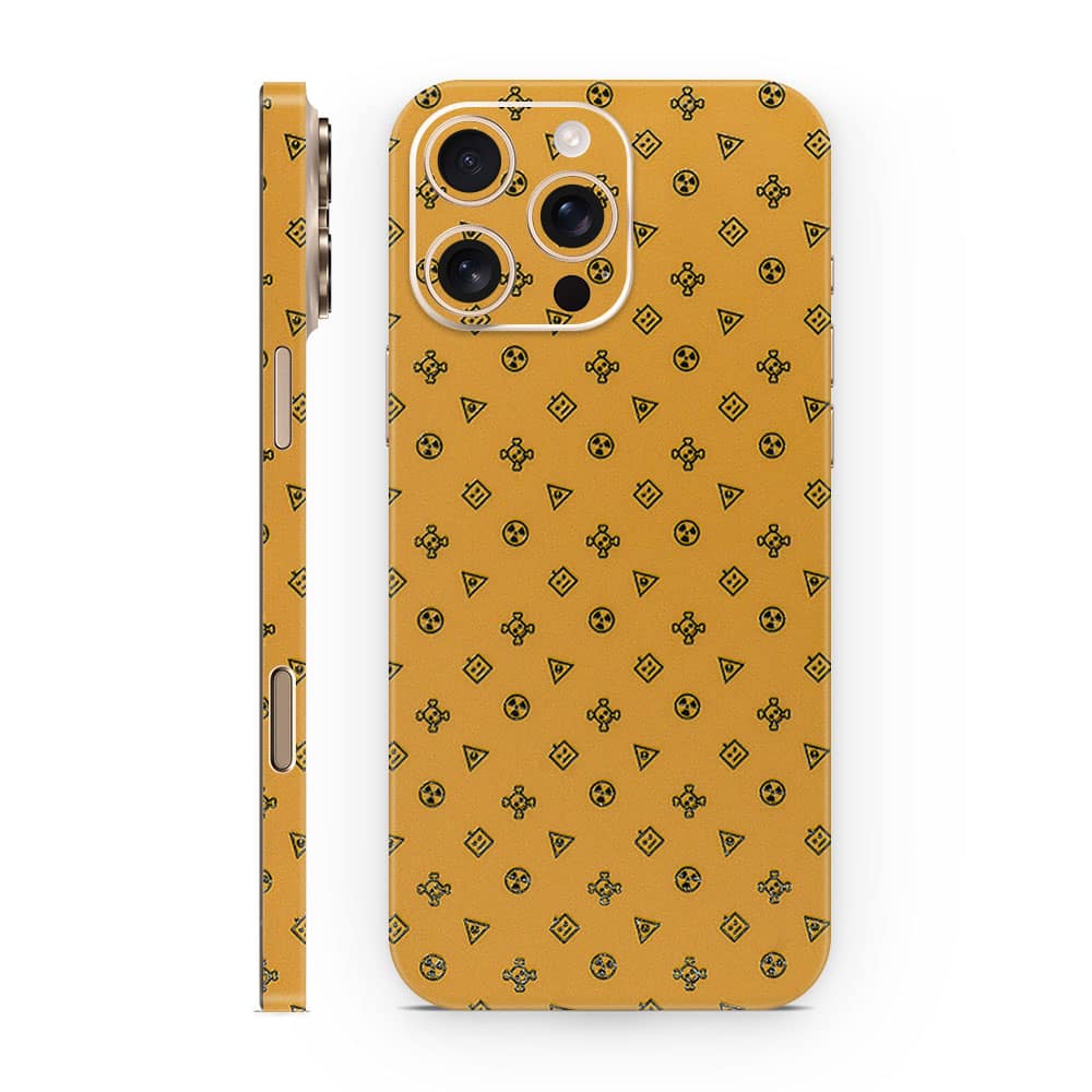 Iphone 16 pro max yellow danger 3d skin wrapitskin