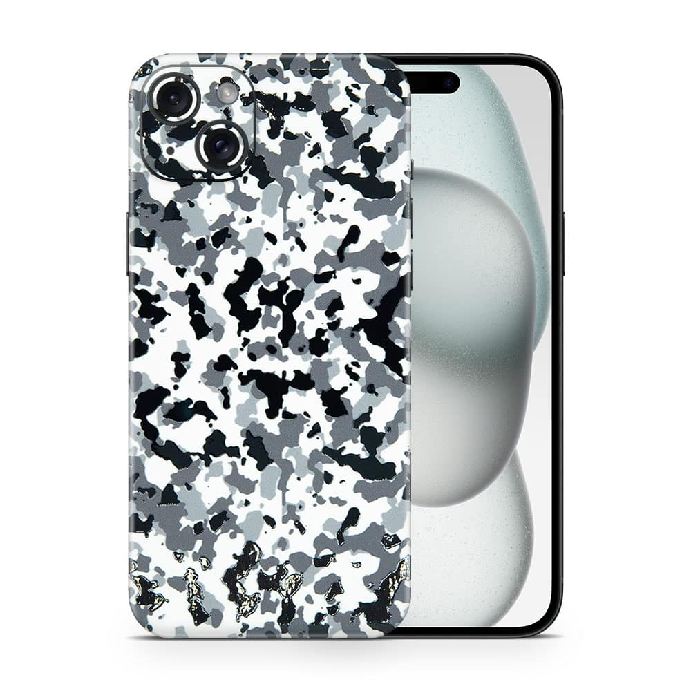 Iphone 15 plus snow camo 3d skin wrapitskin
