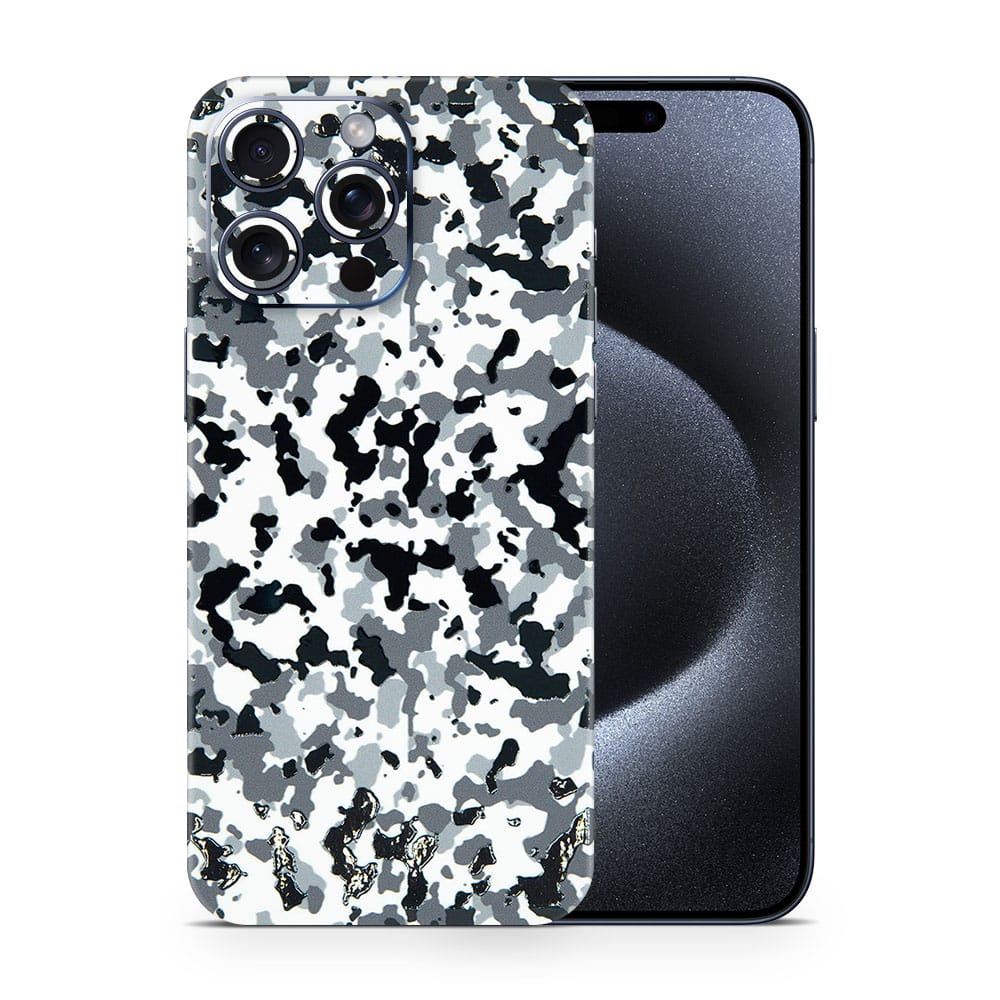 Iphone 15 pro max snow camo 3d skin wrapitskin