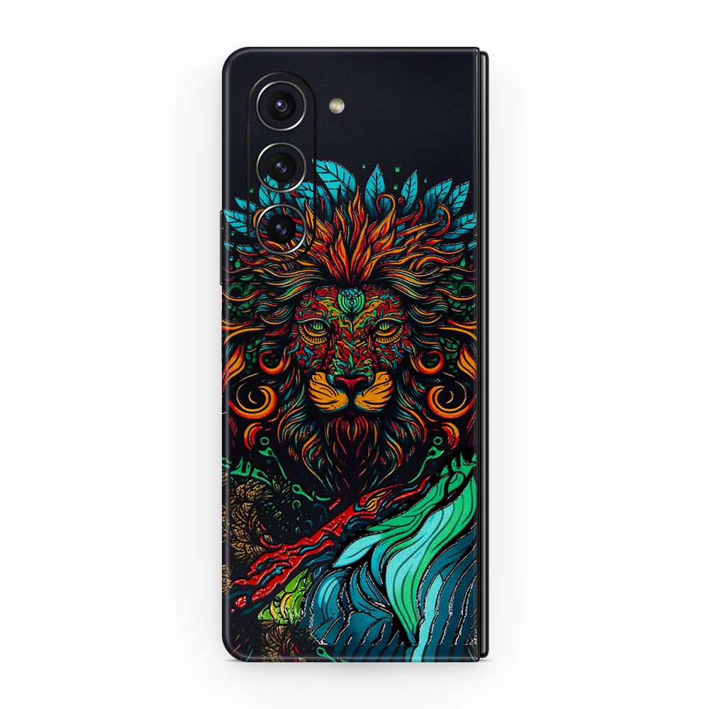 Galaxy z fold 5 fierce lion 3d skin wrapitskin