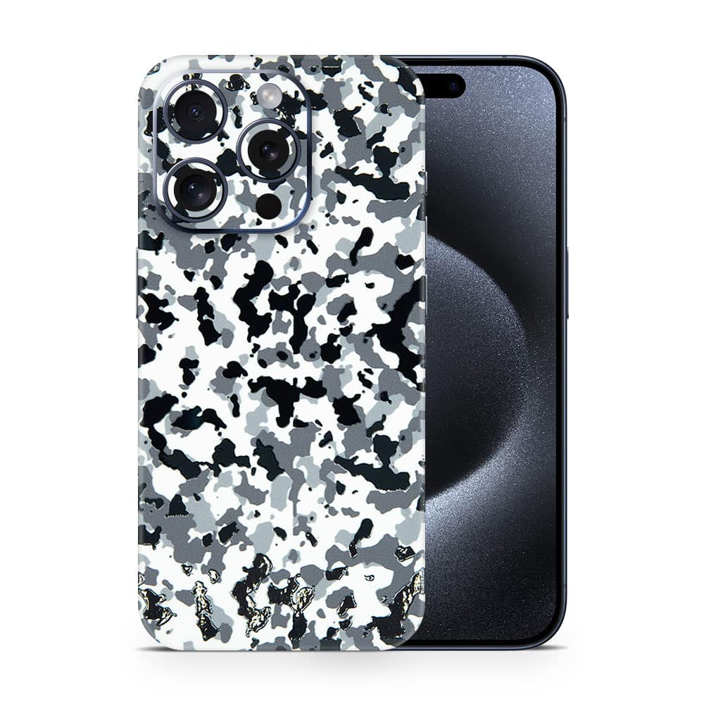 Iphone 15 pro snow camo 3d skin wrapitskin
