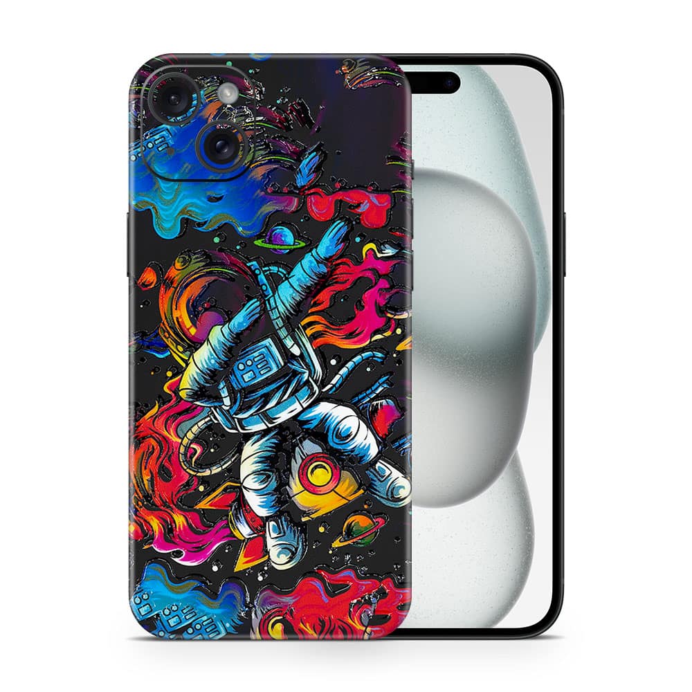 Iphone 15 plus trippy astronaut 3d skin wrapitskin