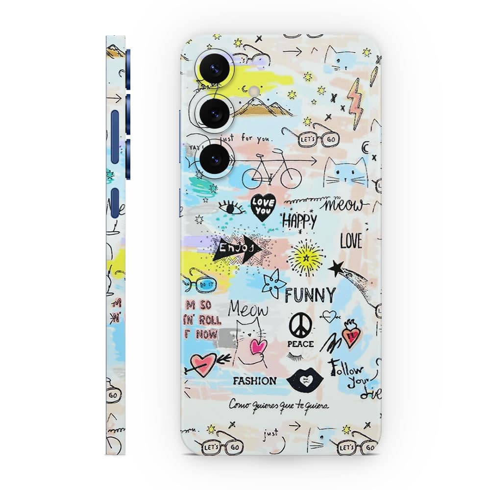 Galaxy s25 plus doodles 3d skin wrapitskin